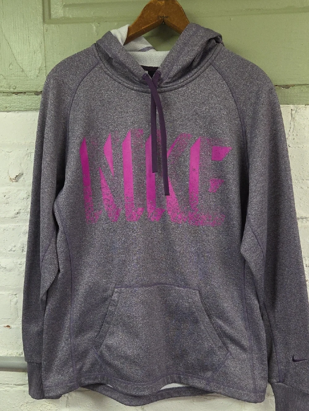 Nike Purple Hoodie with Pink Logo Medium